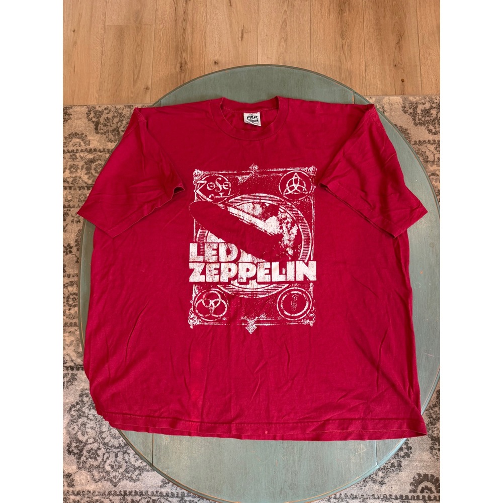 Led Zeppelin‎ Graphic T-Shirt Pro Athletic Red Cotton Mens 4XL Rock Band Tee